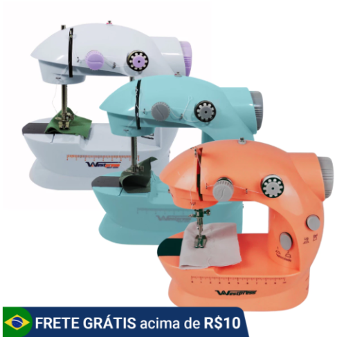 Mini Maquina Costura Portátil Elétrica + Pedal Bivolt 110v-220v