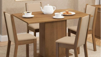 Conjunto Sala de Jantar Madesa Talita Mesa Tampo de Madeira com 4 Cadeiras