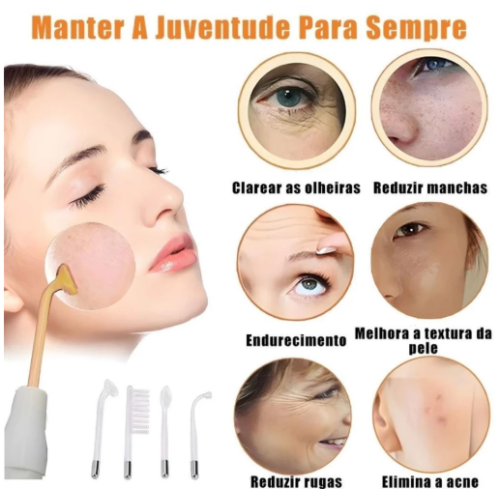 Aparelho de Alta Frequência 5 em 1 Bivolt | Limpeza Facial e Tratamento Capilar