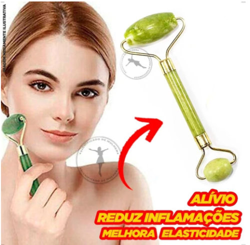 Massageador Facial Gold + Massageador Pedra de Jade + Placa GuaSha Anti Idade Anti Sinais Skin Care