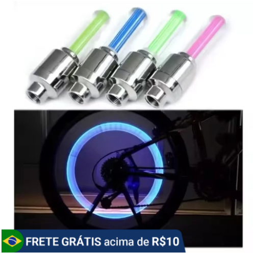 KIT C/2 bicos pinos pneu LED efeito neon carro bike moto bicicleta infantil