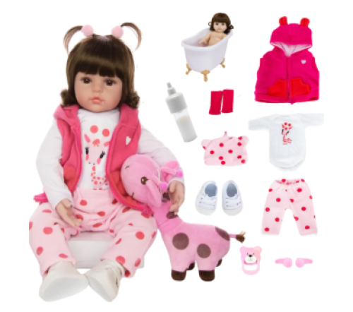 Bebê Reborn Boneca Menina Silicone Girafinha Pode Dar Banho