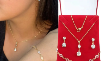 Correntinha Feminina Lindo Kit Com Colar Brincos E Pulseira