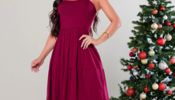 Vestido Verão Elegante Midi Feminino Liso Alça Casual