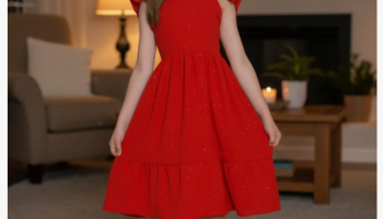 Vestido Infantil Vermelho De Festa Natal Luxo