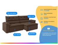 Sofá Retrátil Reclinável 3 Lugares Veludo Ibiza Besthouse