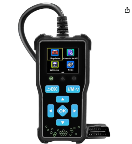 Scanner Automotivo OBD2 Portátil com Tela, Leitura/Apagamento de Códigos, Dados em Tempo Real, Teste I/M, EVAP e O2, Relatório de Diagnóstico — 12 V, para Carros com Conector OBDII (16 pinos)