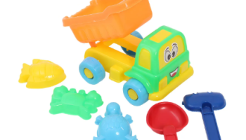 Caminhão Basculante Infantil Pica Pau Kit Praia Areia 6 Itens