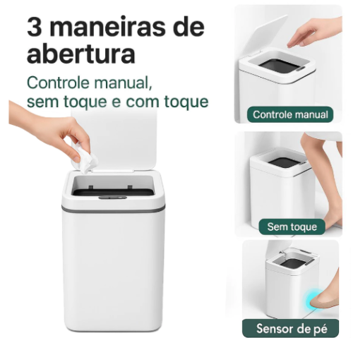 Frete grátis Lixeira Inteligente Automática c/ Sensor a Pilhas – Casa Banheiro Cozinha