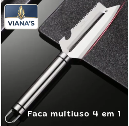 Faca multiuso inox Descascador Fatiador Descamador Abridor multifuncional 4 em 1 utensílio cozinha