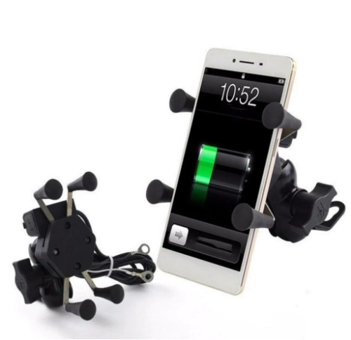 Suporte Garra Para Celular Moto Universal Ajustável Com Carregador Usb