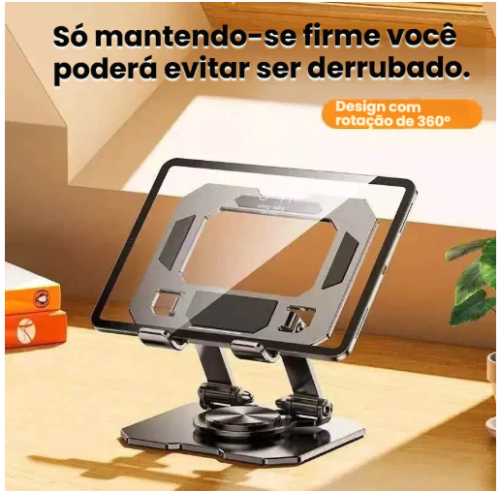 Suporte Metálico Ajustável para Celular e Tablet – Liga de Alumínio, Rotativo e Resistente