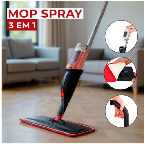 Mop Spray Esfregão Rodo Mágico Reservatório Inteligente Limpeza Flat Flash Microfibra Premium