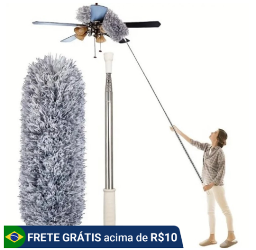 GUIANA Espanador de Pó Para Limpeza em Microfibra com Cabo Extensor Retrátil Lavável 280 cm Limpeza de Poeira