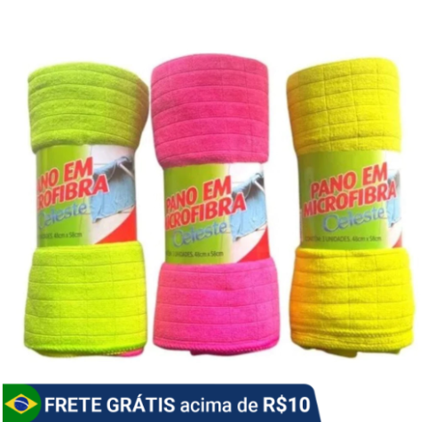 KIT 3 Panos multiuso celeste Microfibra De 48cm X 58cm chão,pia,limpar moveis Cor sortidas