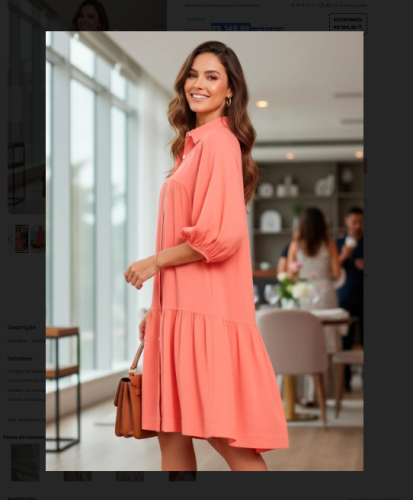 Quintess – Vestido Salmão em Viscose Plana