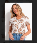 Quintess – Blusa Floral Paisley em Malha de Viscose