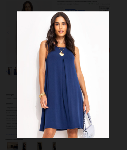 Quintess – Vestido Azul Marinho em Malha de Viscose