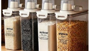 Kit 4 Dispenser Multiuso Organizador Cozinha Porta Mantimentos Pote Hermético