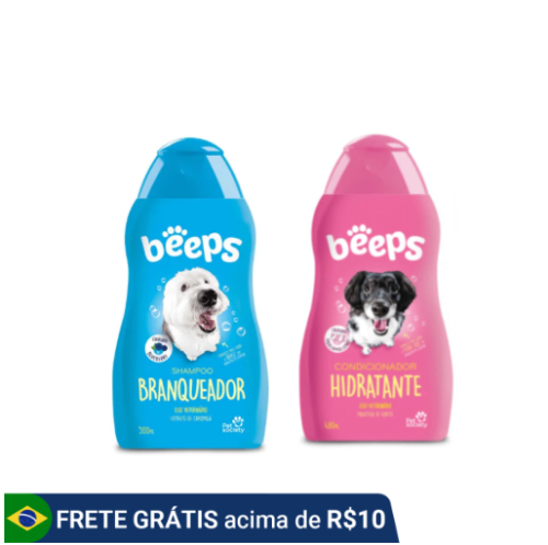 01 Shampoo Pet Branqueador e 01 Condicionador Beeps