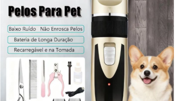 Kit Máquina Para Tosar Pet + Tesoura + Pente + Lixa Máquina Profissional 11 Peças Corte de Pelos Pet