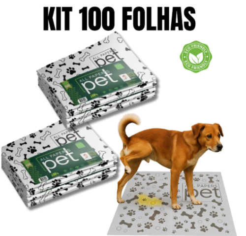 Kit 100 Folhas De Jornal Pet Higiênico Biodegradável Atóxico Não Mancha