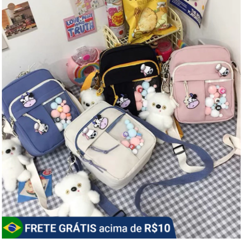 Bolsa Feminina Masculino Transversal Nylon Impermeável Redonda