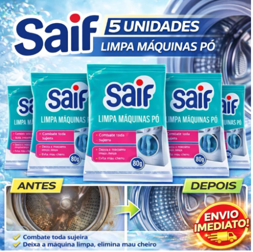 Kit Limpa Máquina de Lavar Roupa Saif 80g – KIT C/ 5,3 e 1 Unidades