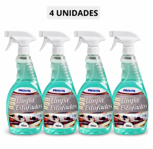Kit até 4 Limpa Estofados À Seco Com Cheiro De Rica Spray Espuma Sofá, Banco e Poltrona – Limpeza Profunda 500ml