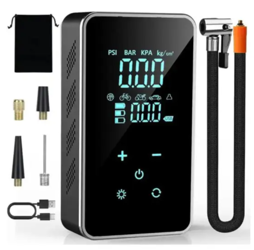 Bomba De Encher Pneu De Carro Bike Moto Digital Eletrica Portátil 4000 mAh sem fio luz de emergência LED – TOMATE