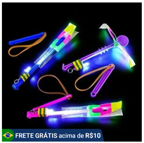 KIT 6/12/24 Brinquedo Led Voador Foguete Helicóptero Avatar Estilingue Flecha de Iluminação Voadora-Milly