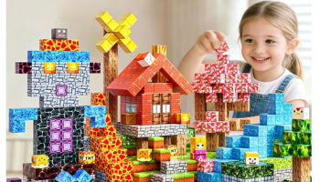 Blocos Magnéticos 100+ Peças Montessori – Cubos de Construção Mundo Pirata, Brincadeira Interativa para 3-10 Anos POPYO