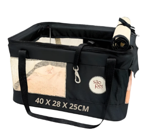 Bolsa Transporte Latam Aéreo Aerial Cães Gatos São Pet Nova Preta
