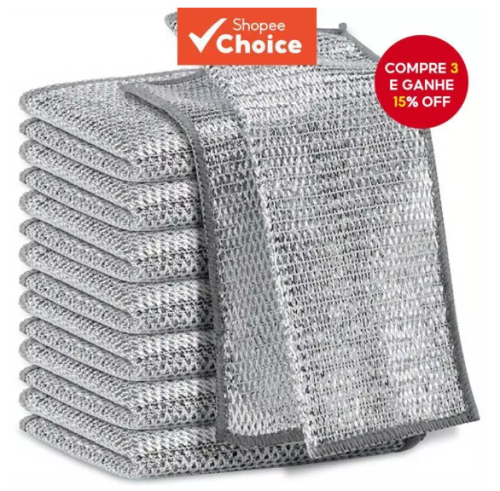 Pano De Prato De Fio De Metal Com 10 Pacotes De Panos De Limpeza De Cozinha Antiaderentes Para Panelas , Frigideiras E F