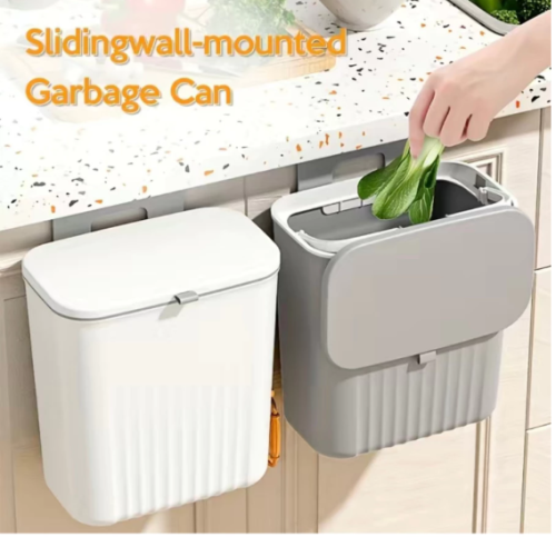 Lixeira Suspensa Sem Furos Para a Cozinha Na Parede 9L De Lixo