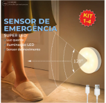 Kit 4 Luminária Led Sensor De Presença Automático Luminação Inteligente Recarregável USB Luz Neutra