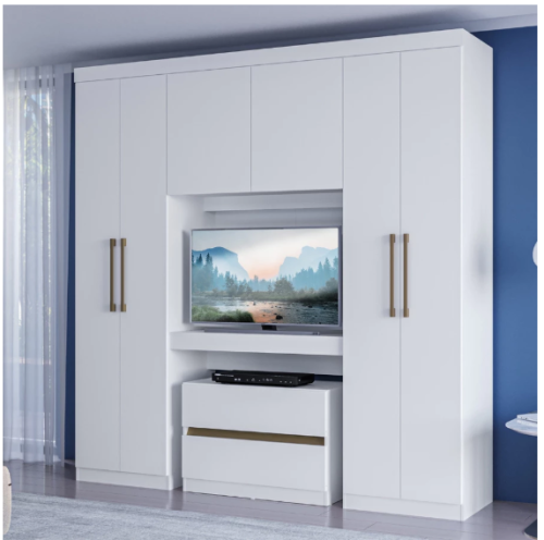 Guarda Roupa Casal 6 Portas 2 Gavetas Porto Branco Carraro