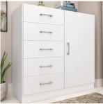 Cômoda Miami 5 Gavetas 1 Porta Sapateira Shark Móveis