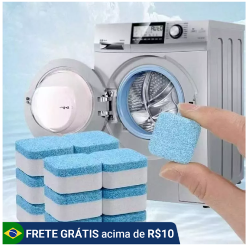 Kit 12 Limpador de máquina de lavar, comprimido efervescente sólido para remover manchas
