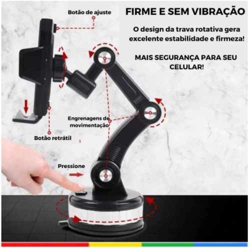 Suporte Anti Queda Pra Celular Veicular 360 ajustável carro painel vidro parabrisa universal mesa gravação anti queda GPS ventosa