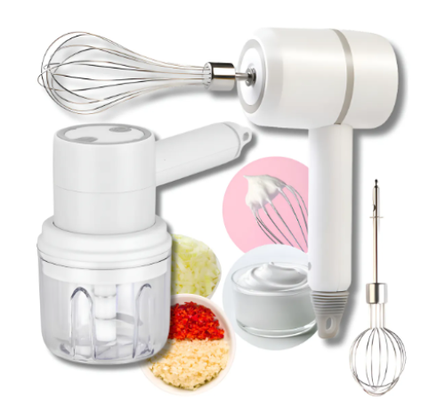 Mixer 3 X 1 Batedeira Ovos Processador Triturador Mega Power Branco
