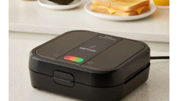 Sanduicheira Elétrica Grill Antiaderente Chapa Misteira Omeleteira Crepeira Grande Preta Com Trava 750W Antiderrapante Compacta – SOFTINOX