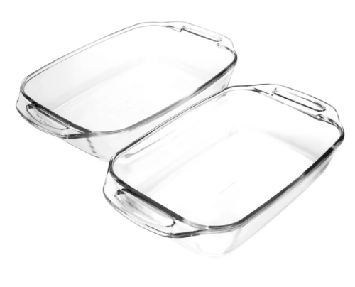 Conjunto de Assadeiras Marinex Retangular de Vidro – 2 Peças Com Alça Seletta 15390201018561