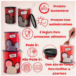 Porta Mantimentos Hermético Disney Mickey Tampa Vedada Pote Antibacteriano Sem BPA