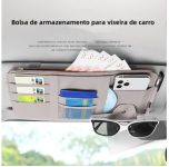 Organizador de Viseira de Carro Multifuncional em Couro PU | Suporte para Óculos | Acessório de Carro Premium