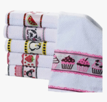 Jogo 6 Panos Prato Atoalhado 100% Algodão Jacquard 50×70 Branco Estampas Sortidas