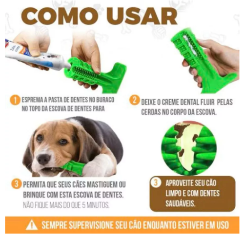 Escova Dente Pet Clean Mordedor Massageador Cachorro Cao Remove Tartaro – P