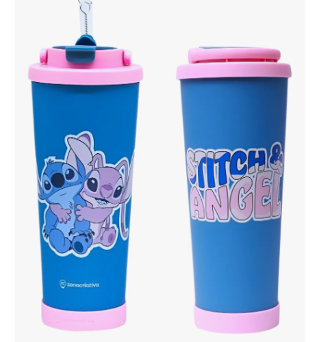 Garrafa Térmica Copo 850ml Stitch Angel Namorados Disney