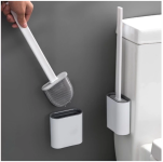 Escova Sanitária De Silicone Para Limpar Privada Banheiro Vaso Sanitário Com Suporte e Adesivo para parede