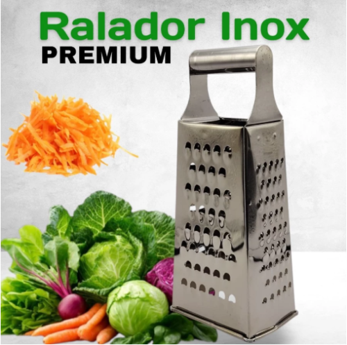 Ralador Inox 4 em 1 Faces Premium 21cm Aço Inoxidável – Multiuso para Queijo, Legumes e Vegetais – Resistente e Compacto